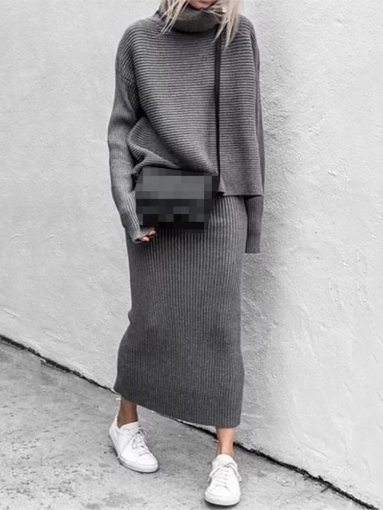 Conjunto de Falda Midi Tejida  - Winter Clothing Sale reseña y precio