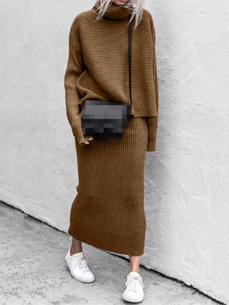 Conjunto de Falda Midi Tejida  - Winter Clothing Sale reseña y precio